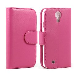 Samsung Galaxy S4 Simple Flip Leather Wallet Case with Stand (Hot-Pink)